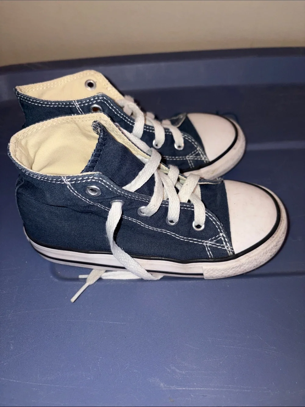 Converse Kids Navy High-Top Canvas Sneakers with White Trim